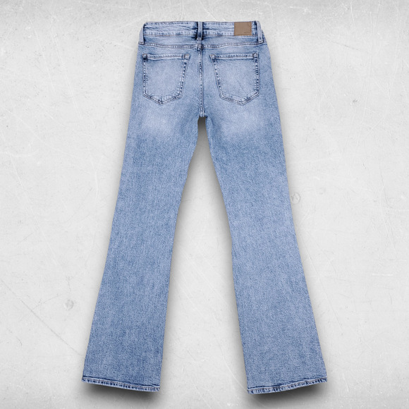 Aeropostale Low Rise Flare Jeans Women 6R Med Blue Distressed Boho Retro Hippie - Picture 2 of 11